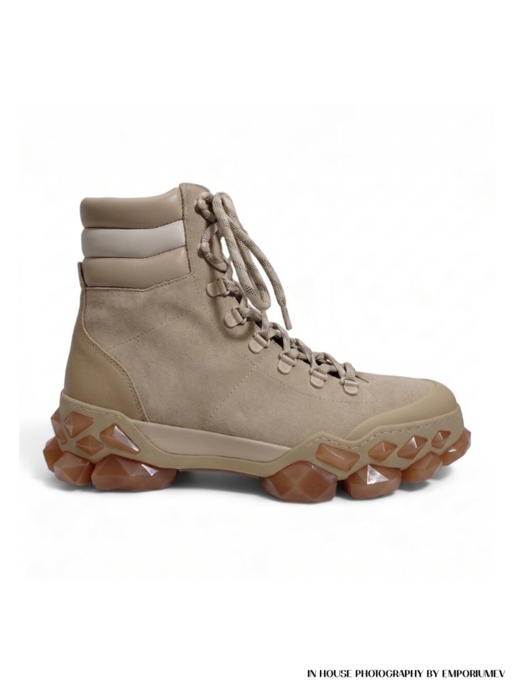 Jimmy Choo Diamond x Hike Suede Hiking Boots Beige Luxury Designer Shoes (0558)